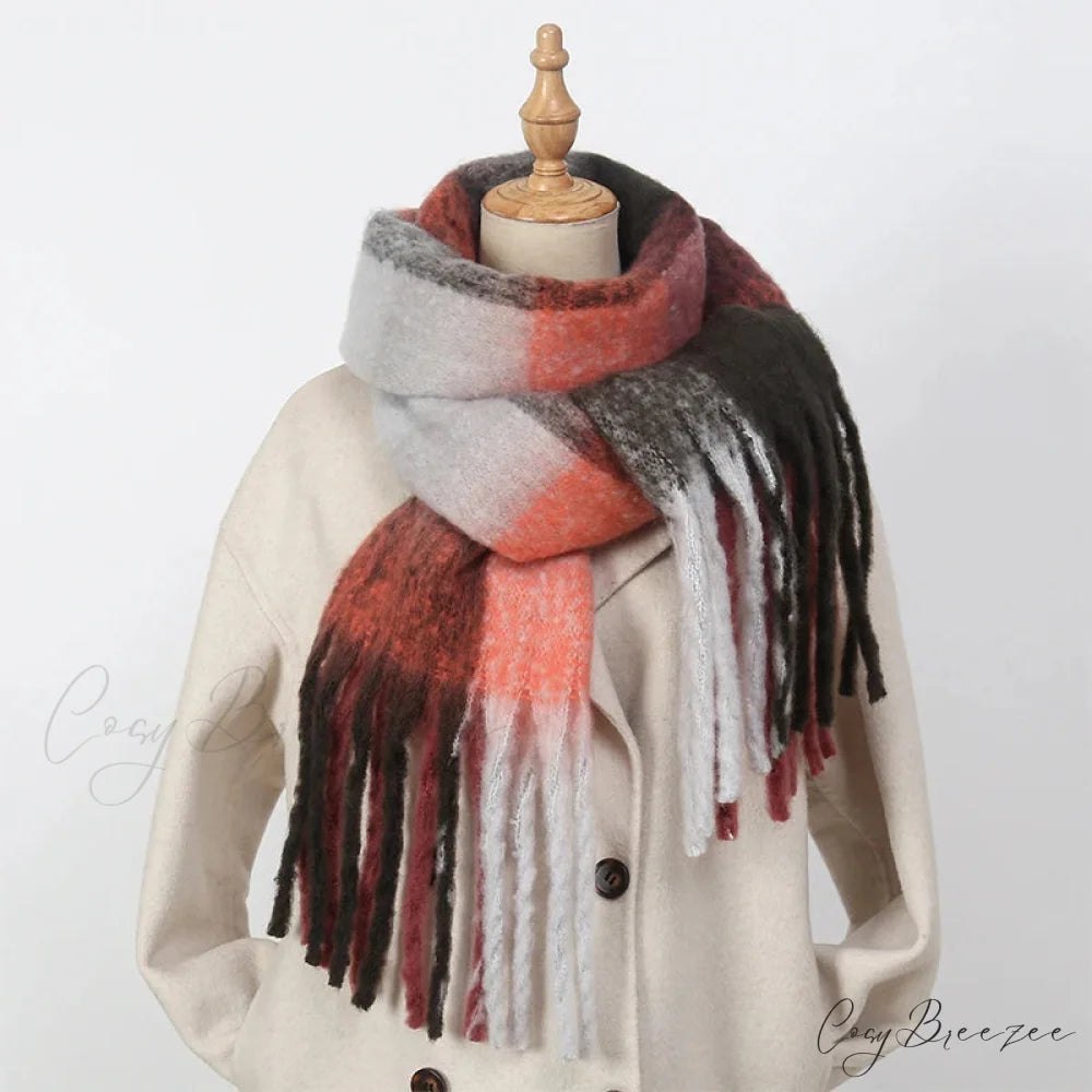 Luxurious Cashmere Bright Solid Color Scarf orange scarf-241228