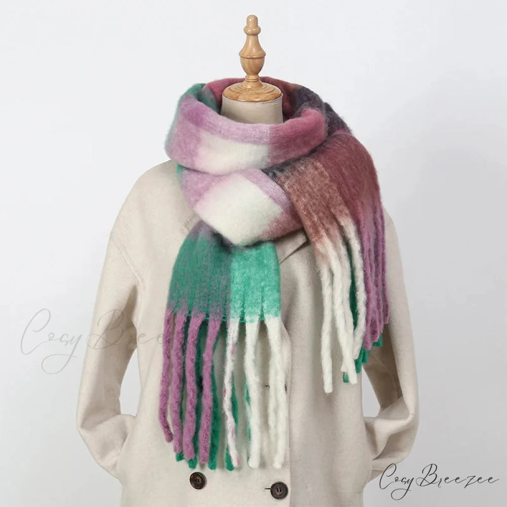 Luxurious Cashmere Bright Solid Color Scarf pink scarf-241228