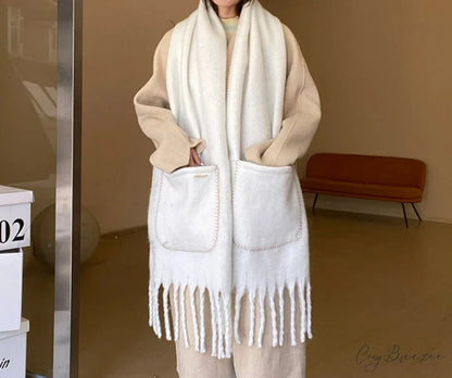 Luxurious Cashmere Solid Color Pocket Scarf scarf-241228