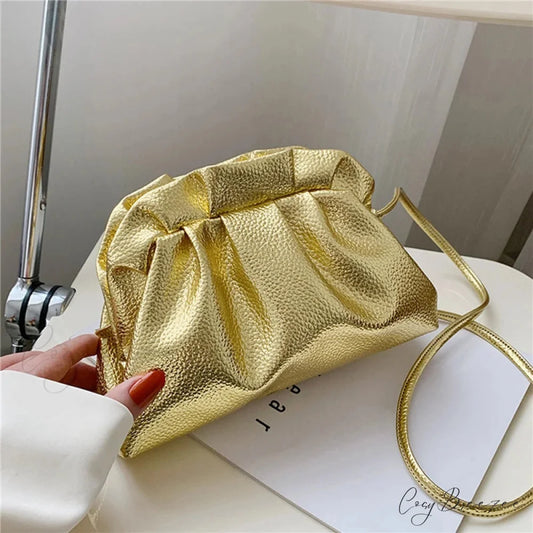 Luxurious Gold Cloud Silver Crossbody Clutch Handbag Gold handbag-250126