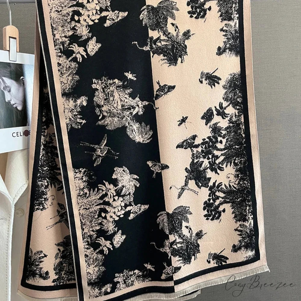Luxurious Winter Cashmere Pashmina Scarf black scarf-241228