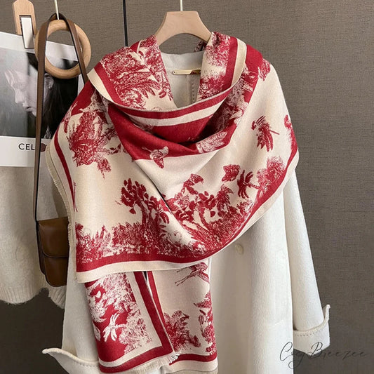 Luxurious Winter Cashmere Pashmina Scarf red scarf-241228