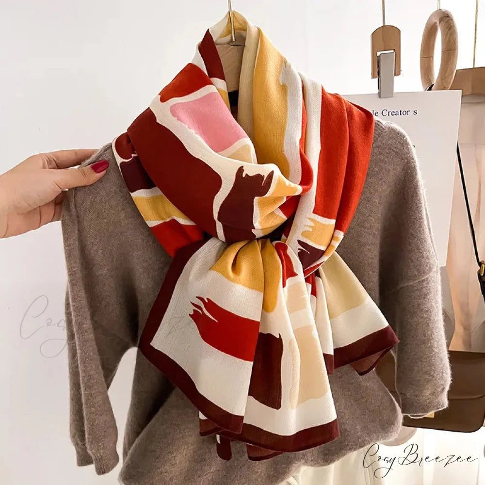 Luxurious Wool Cotton Shawl Wrap Scarf scarf-241228