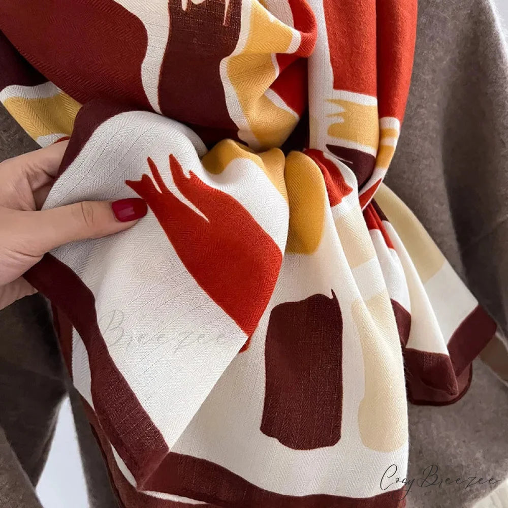 Luxurious Wool Cotton Shawl Wrap Scarf scarf-241228
