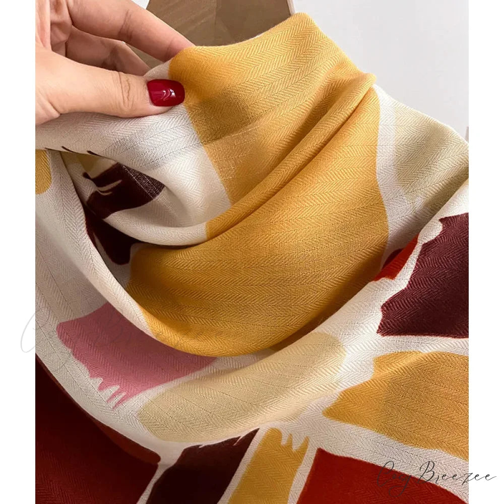 Luxurious Wool Cotton Shawl Wrap Scarf scarf-241228