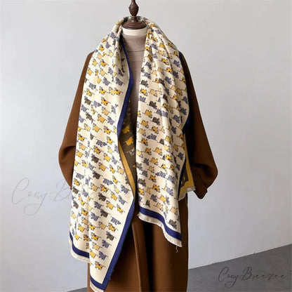 Luxury Animal Design Autumn Cashmere Scarf beige 1 scarf-241228