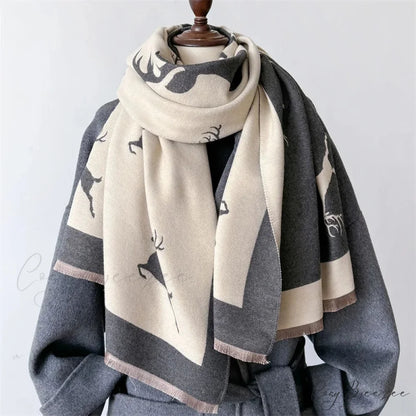 Luxury Animal Print Cashmere Scarf scarf-241228