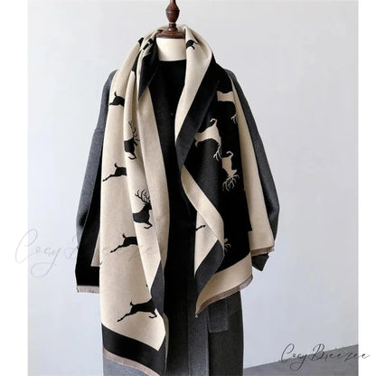 Luxury Animal Print Cashmere Scarf black 2 scarf-241228