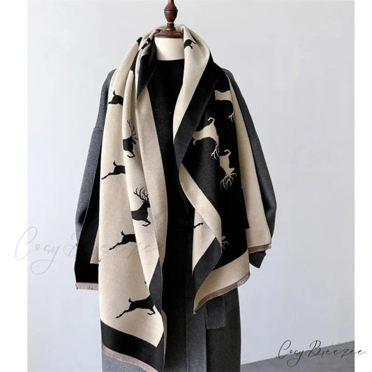 Luxury Animal Print Cashmere Scarf black 2 scarf-241228