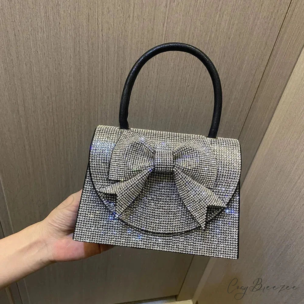 Luxury Bowknot Diamonds Small Clutch Black / about 18.5x13x6cm clutchbag-250126
