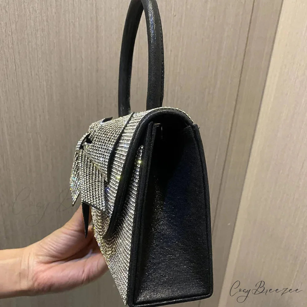 Luxury Bowknot Diamonds Small Clutch Black / about 18.5x13x6cm clutchbag-250126