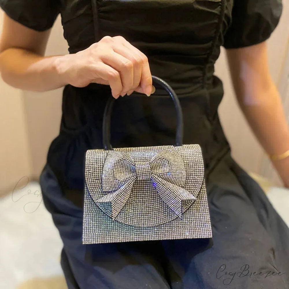 Luxury Bowknot Diamonds Small Clutch Black / about 18.5x13x6cm clutchbag-250126