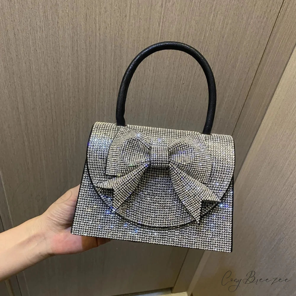 Luxury Bowknot Diamonds Small Clutch Black / about 18.5x13x6cm clutchbag-250126