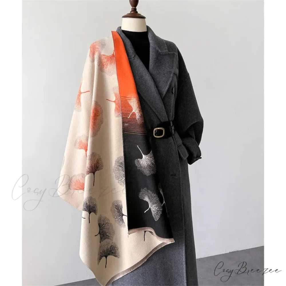 Luxury Cashmere Floral Pashmina Scarf black 1 scarf-241228