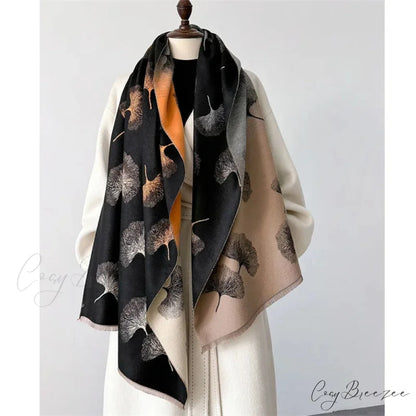 Luxury Cashmere Floral Pashmina Scarf black 2 scarf-241228