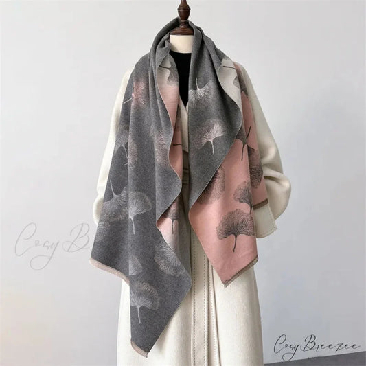 Luxury Cashmere Floral Pashmina Scarf grey scarf-241228