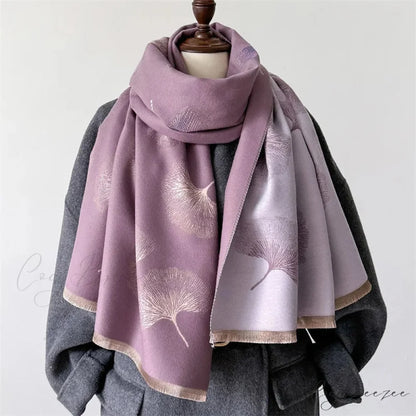 Luxury Cashmere Floral Pashmina Scarf pink scarf-241228