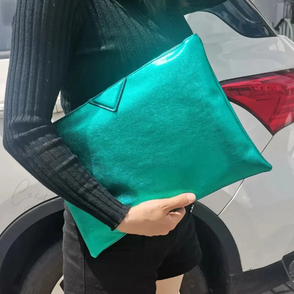 Luxury Designer PU Leather Day Clutch Wristlet Green wristlet-250126