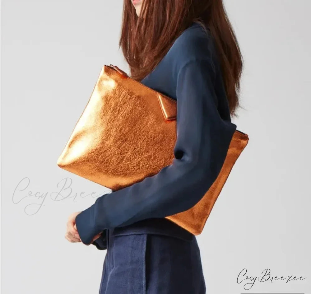Luxury Designer PU Leather Day Clutch Wristlet Orange wristlet-250126