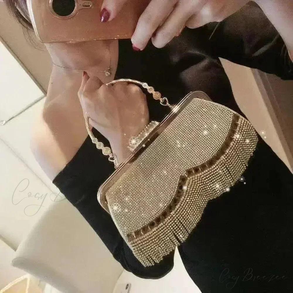 Luxury Diamond Party Wedding Clutch Gold clutchbag-250126