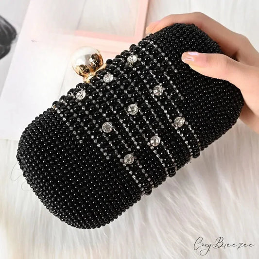 Luxury Diamond Pearl Beaded Evening Clutch 20cm / As picture wristlet-250126
