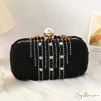 Luxury Diamond Pearl Beaded Evening Clutch 20cm / As picture wristlet-250126