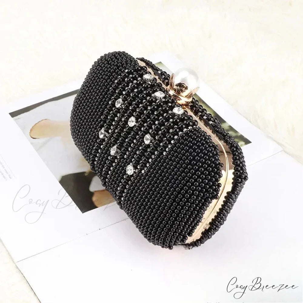 Luxury Diamond Pearl Beaded Evening Clutch 20cm / As picture wristlet-250126