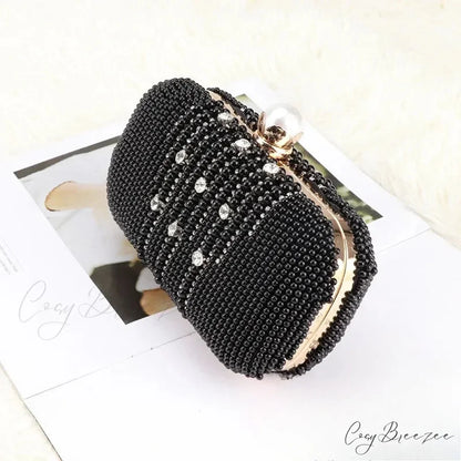 Luxury Diamond Pearl Beaded Evening Clutch 20cm / As picture wristlet-250126