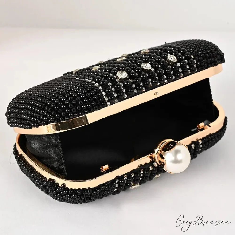 Luxury Diamond Pearl Beaded Evening Clutch 20cm / As picture wristlet-250126