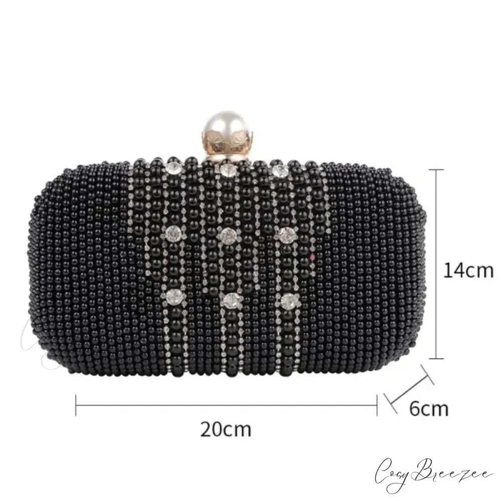Luxury Diamond Pearl Beaded Evening Clutch 20cm / As picture wristlet-250126