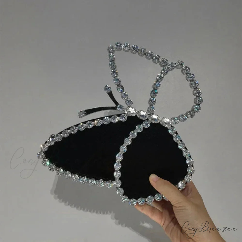 Luxury Diamonds Butterfly Evening Clutch Black / 23cm 13.5cm clutchbag-250126