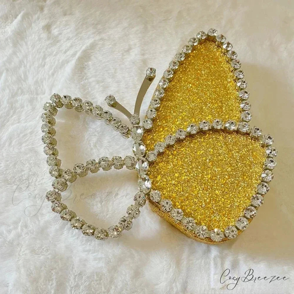 Luxury Diamonds Butterfly Evening Clutch Yellow / 23cm 13.5cm clutchbag-250126
