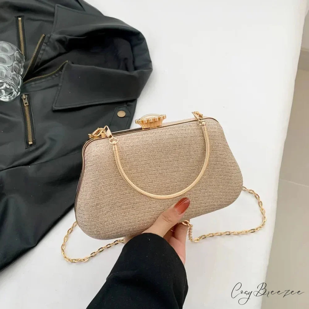 Luxury Evening Glitter Wedding Clutch Handbag Gold handbag-250126