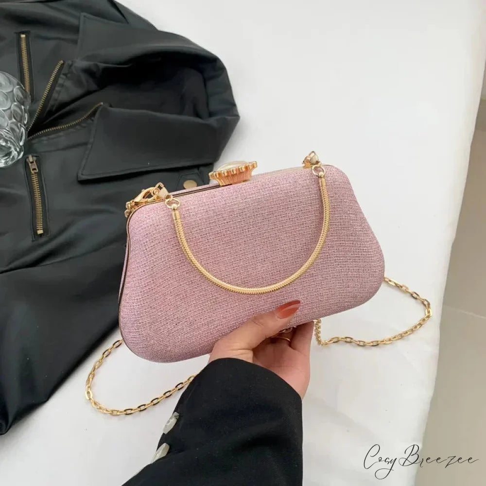 Luxury Evening Glitter Wedding Clutch Handbag Pink handbag-250126
