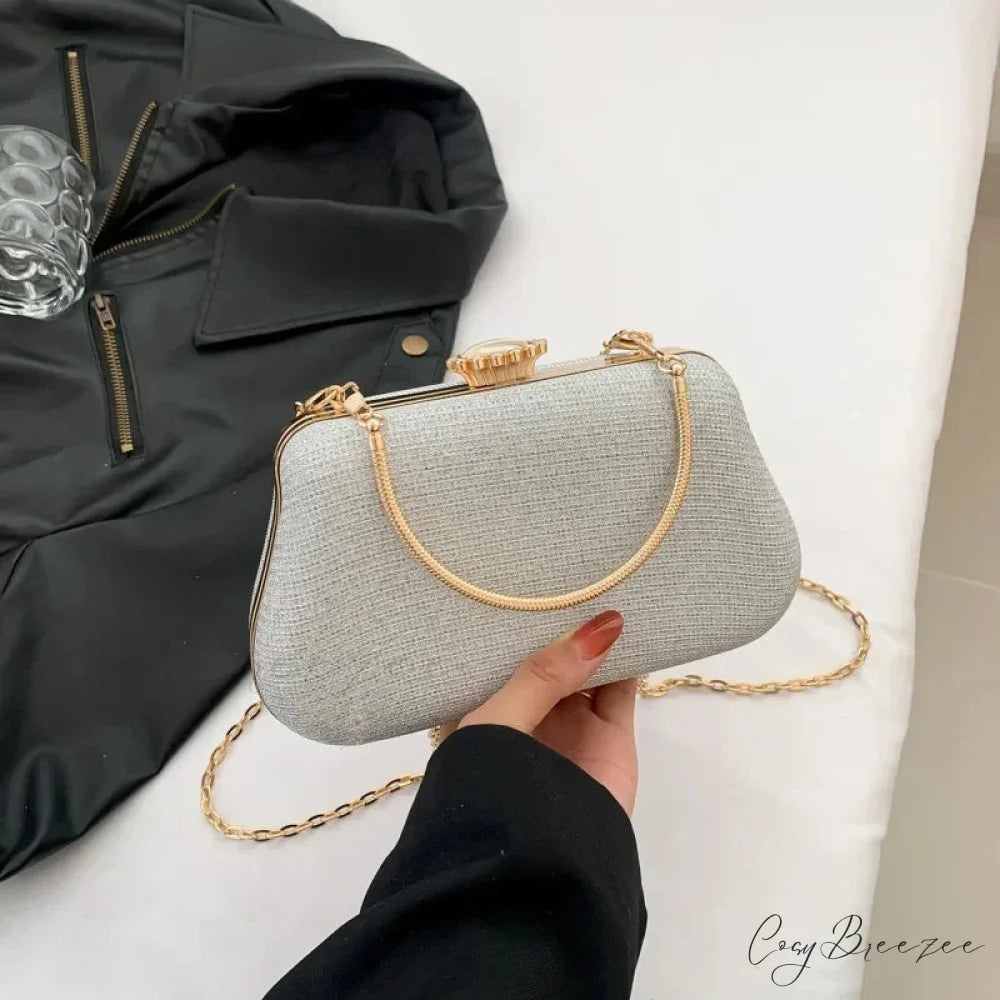 Luxury Evening Glitter Wedding Clutch Handbag Silver handbag-250126