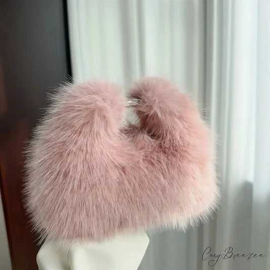 Luxury Faux Fur Evening Crossbody Clutch Handbag handbag-250126