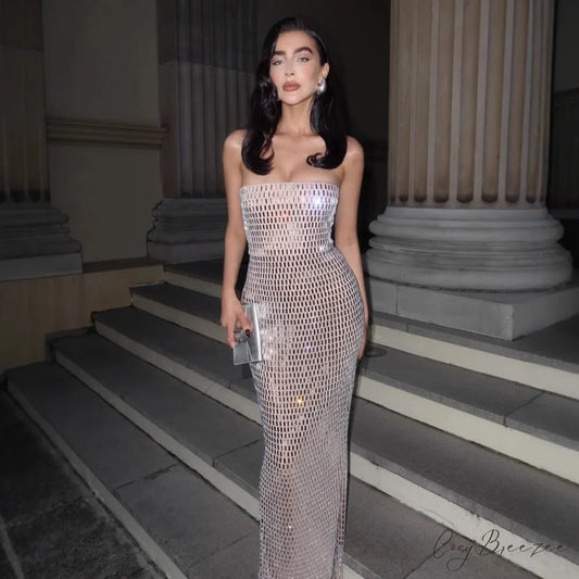 Luxury Gemstone Bandage Party Formal Dress apricot / S promdress-250223