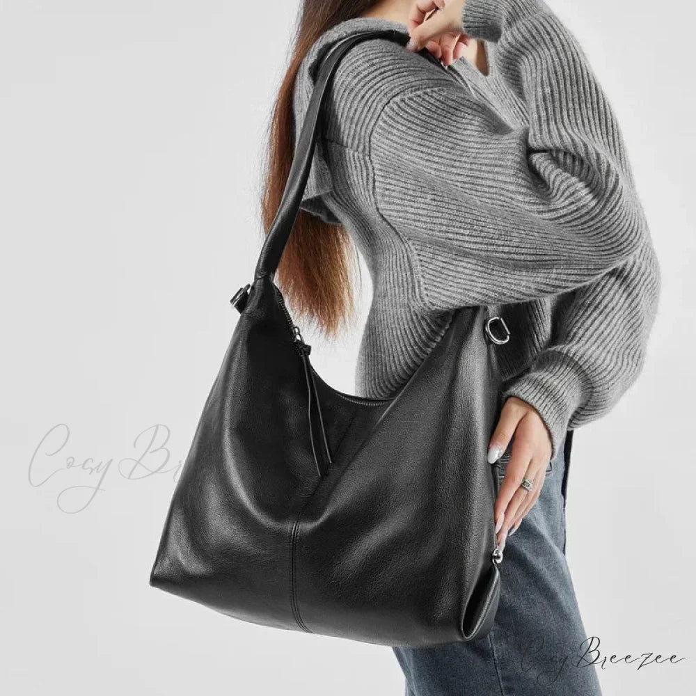 Luxury Genuine Leather Large Hobo shoulder-250126
