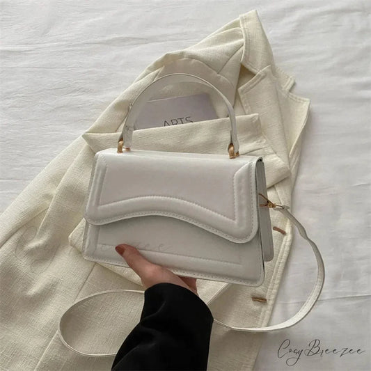 Luxury Half-Moon PU Leather Crossbody Handbag White handbag-250126