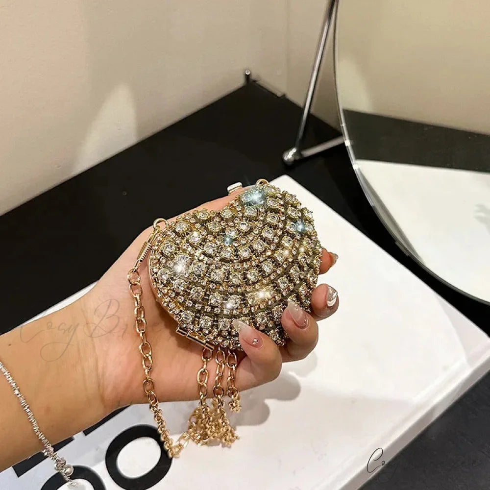 Luxury Mini Diamond Heart Crystal Clutch Bag clutchbag-250126