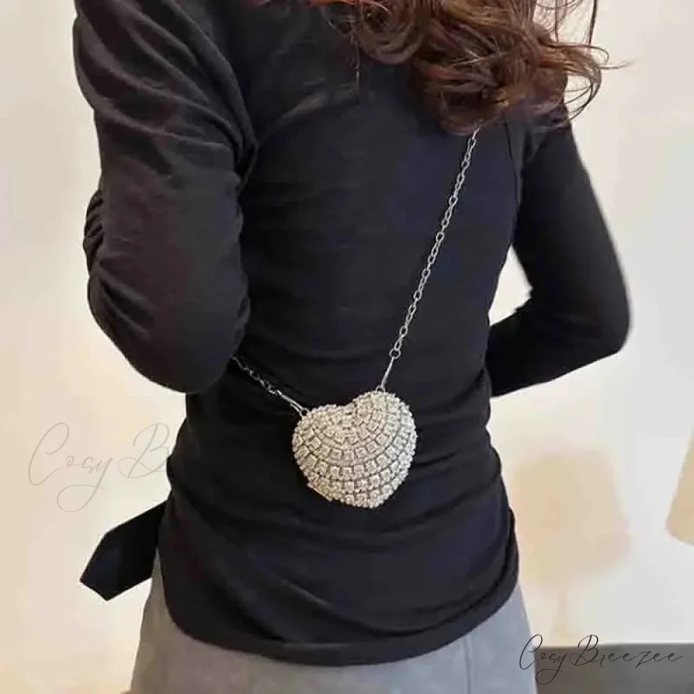 Luxury Mini Diamond Heart Crystal Clutch Bag clutchbag-250126