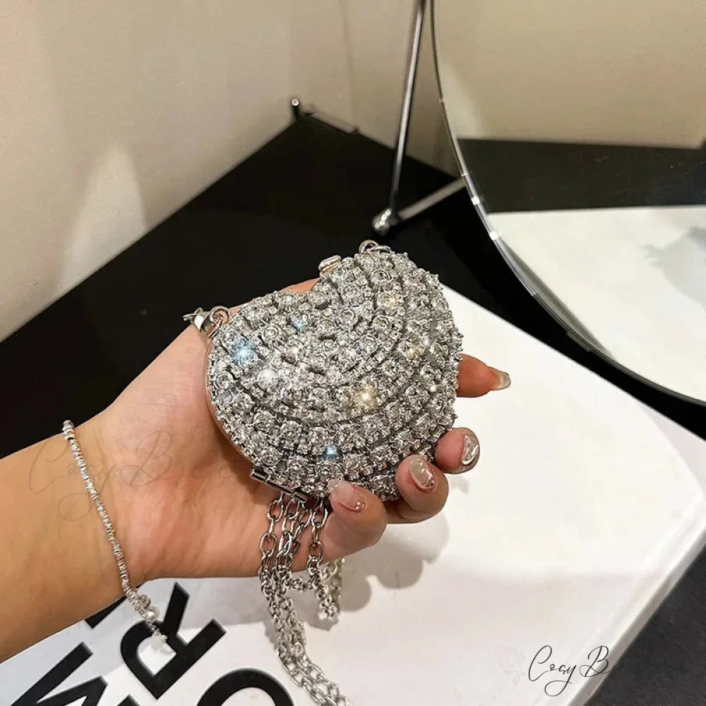 Luxury Mini Diamond Heart Crystal Clutch Bag clutchbag-250126