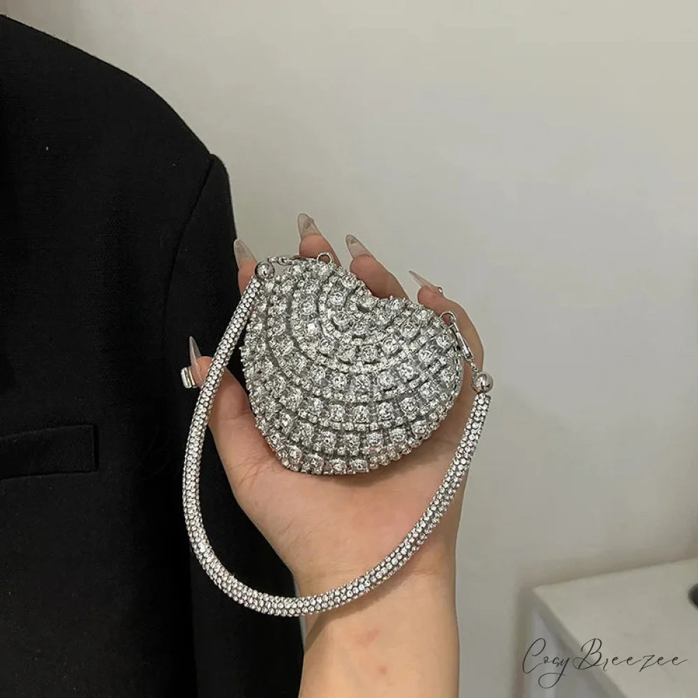 Luxury Mini Diamond Heart Crystal Clutch Bag clutchbag-250126