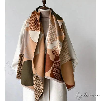 Luxury Plaid Cashmere Winter Scarf coffee scarf-241228