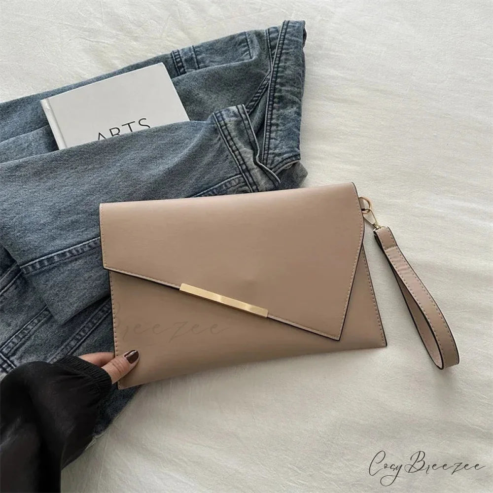 Luxury PU Leather Designer Clutch (30cm / khaki clutch bag wristlet-250126