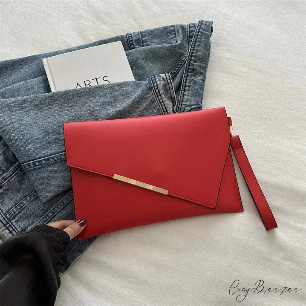 Luxury PU Leather Designer Clutch (30cm / red clutch bag wristlet-250126