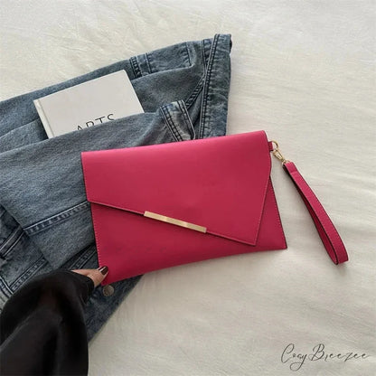 Luxury PU Leather Designer Clutch (30cm / rose pink clutch bag wristlet-250126