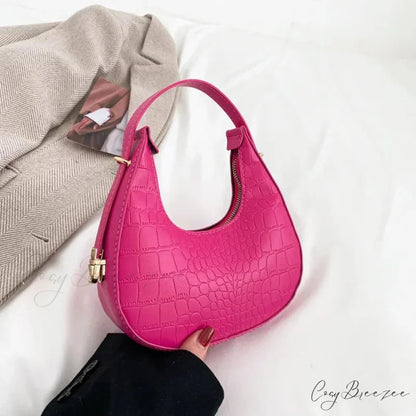 Luxury PU Leather Small Clutch Rose-Alligator shoulder-250126