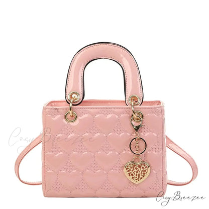 Luxury Quilted Square Handle Crossbody Handbag Pink handbag-250126
