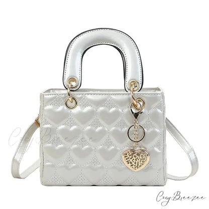 Luxury Quilted Square Handle Crossbody Handbag Silver handbag-250126